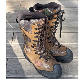 Guide Gear Mens 10M Hunting Boots 1400g Thinsulate Camo Leather Green  Brown